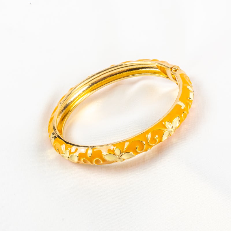 أسورة جولد بليتد برتقالي مزخرفة بالورود - Image 2