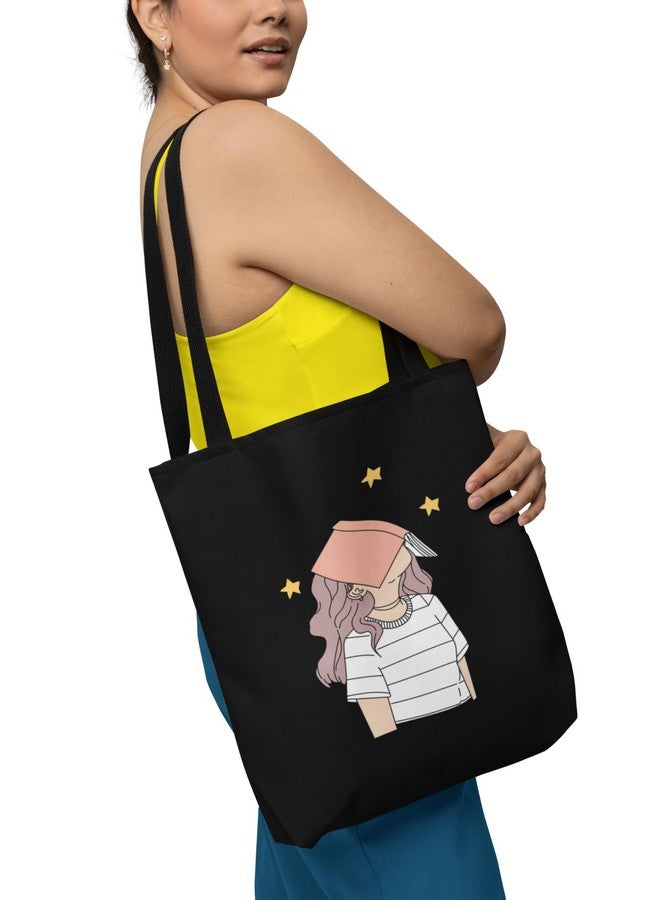 PrimeBox Women's Tote Bag, Casual Shoulder Handbag Printed Collage Tote bag School fashionable bag Black (Black-Bag-Girls-Power-Print) - Image 4