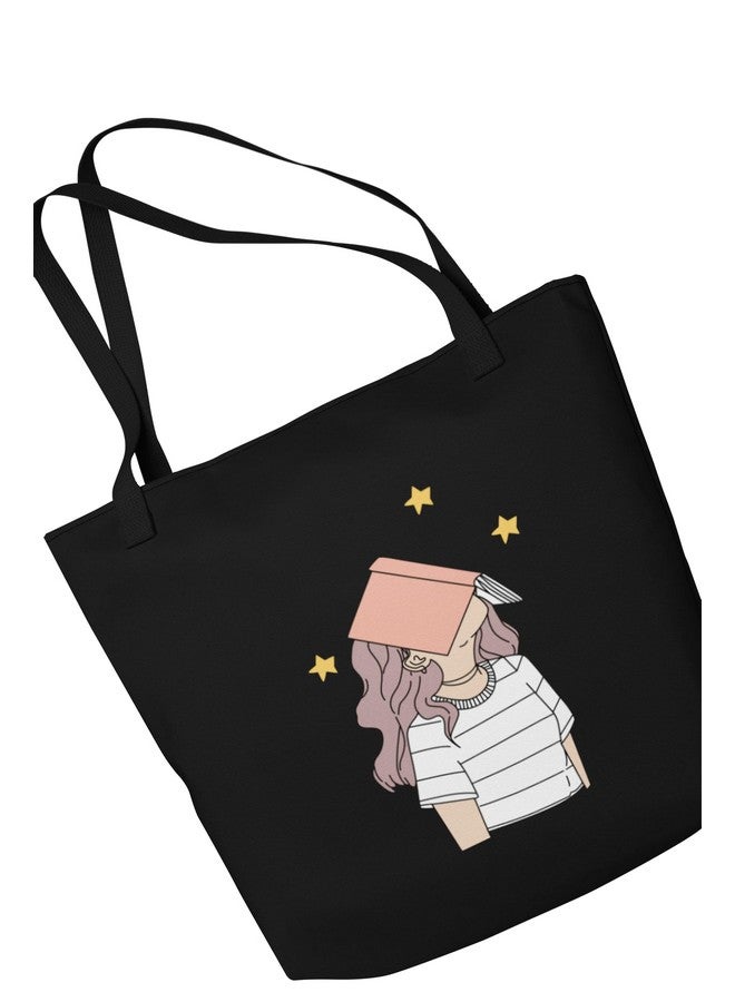 PrimeBox Women's Tote Bag, Casual Shoulder Handbag Printed Collage Tote bag School fashionable bag Black (Black-Bag-Girls-Power-Print) - Image 2