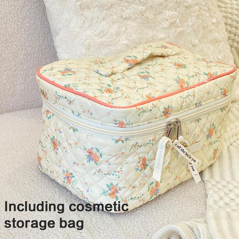 3 Pcs/Set Toiletry Bag Travel Makeup Large Capacity Wash Flower Print Cosmetic Handheld Storage Pen - Image 5