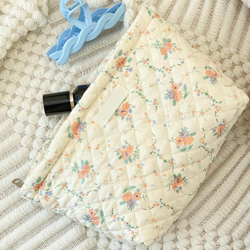 3 Pcs/Set Toiletry Bag Travel Makeup Large Capacity Wash Flower Print Cosmetic Handheld Storage Pen - Image 4