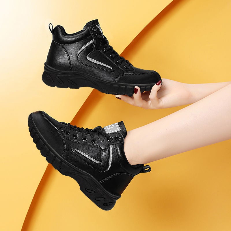 2024 Womens Black Plush-Lined Sneakers Black velvet 
