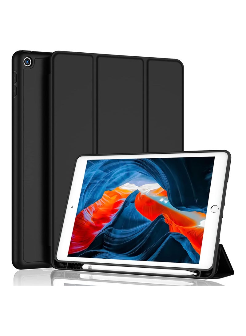 Techie حافظة تابلت ابل سمارت فوليو فليب بغطاء كامل مع حامل قلم ووظيفة الاستيقاظ/السكون التلقائي لجهاز ابل ايباد 10.2 (2021،2020،2019 10.2 انش) - اسود - Image 1