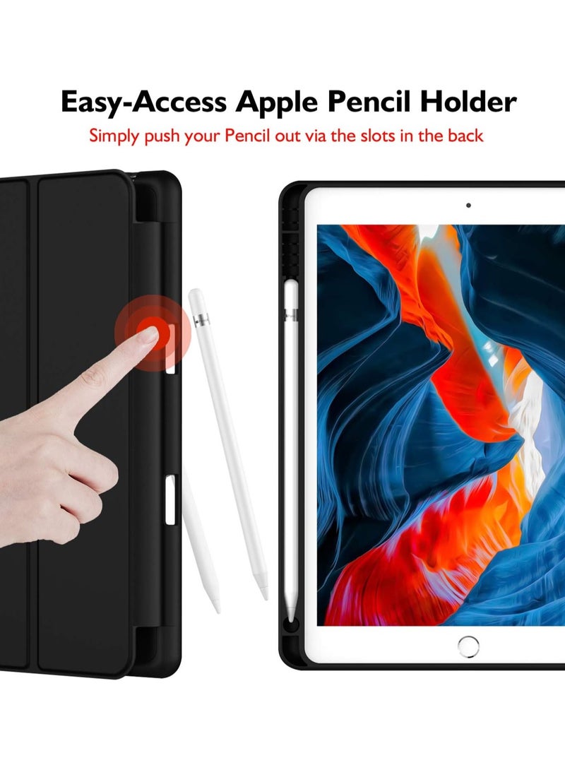 Techie حافظة تابلت ابل سمارت فوليو فليب بغطاء كامل مع حامل قلم ووظيفة الاستيقاظ/السكون التلقائي لجهاز ابل ايباد 10.2 (2021،2020،2019 10.2 انش) - اسود - Image 2
