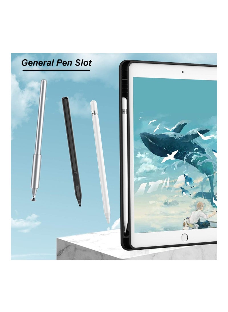 Techie حافظة تابلت ابل سمارت فوليو فليب بغطاء كامل مع حامل قلم ووظيفة الاستيقاظ/السكون التلقائي لجهاز ابل ايباد 10.2 (2021،2020،2019 10.2 انش) - اسود - Image 5