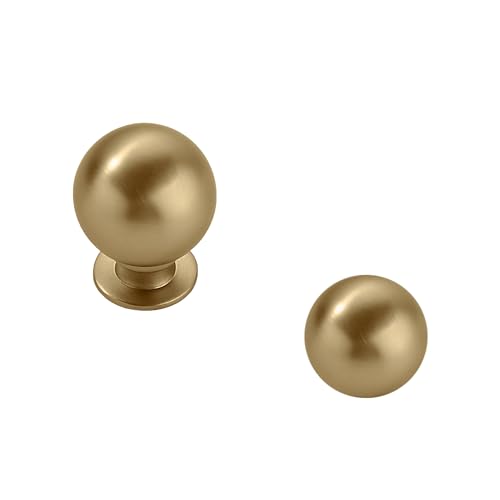 khtumeware khtmeware 10 Pack 1 Inch Champagne Bronze Cabinet Knobs Champagne Brass Small Ball Kitchen Cabinet Hardware Drawer Knobs Pulls for Drawers. - Image 1