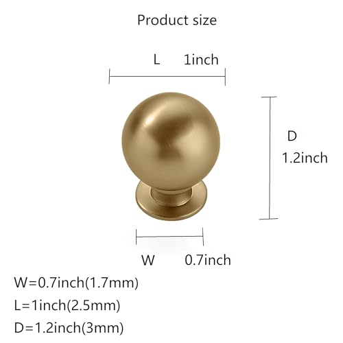 khtumeware khtmeware 10 Pack 1 Inch Champagne Bronze Cabinet Knobs Champagne Brass Small Ball Kitchen Cabinet Hardware Drawer Knobs Pulls for Drawers. - Image 2