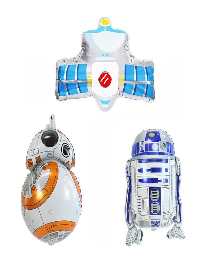 Morndew 3 PCS Space Station Robots Satellite Foil Balloons for Outer Space Themed Party Baby Shower Children Birthday Party Decorations - Image 1