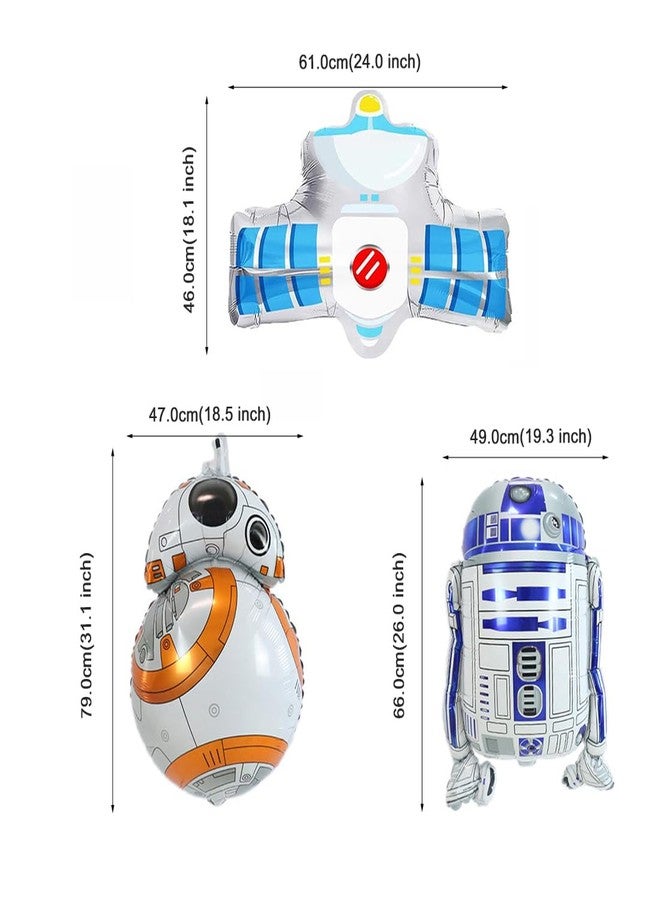 Morndew 3 PCS Space Station Robots Satellite Foil Balloons for Outer Space Themed Party Baby Shower Children Birthday Party Decorations - Image 3