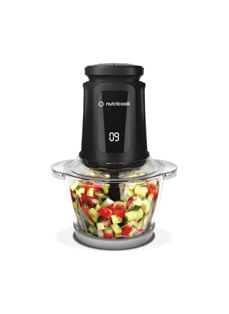 nutricook Choppi, Motor Body, Chopper Bowl Cover, SS Blade Assembly, 1.2L Glass Chopper Bowl, Anti-Slip Ring, User Manual,