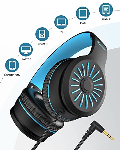 ELECDER i45 On-Ear Headphones with Microphone, Foldable Stereo Bass, 1.5M No-Tangle Cord, 3.5MM Jack, Portable Wired Headphones for School, Kids, Teens, Smartphones, Tablet, Travel - Black - Image 5