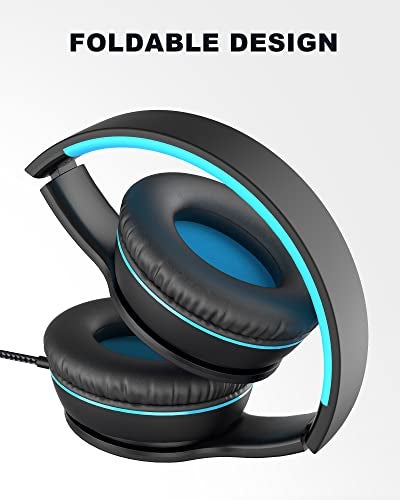 ELECDER i45 On-Ear Headphones with Microphone, Foldable Stereo Bass, 1.5M No-Tangle Cord, 3.5MM Jack, Portable Wired Headphones for School, Kids, Teens, Smartphones, Tablet, Travel - Black - Image 4