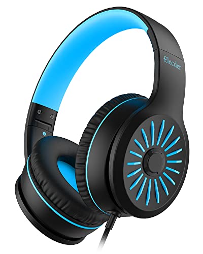 ELECDER i45 On-Ear Headphones with Microphone, Foldable Stereo Bass, 1.5M No-Tangle Cord, 3.5MM Jack, Portable Wired Headphones for School, Kids, Teens, Smartphones, Tablet, Travel - Black - Image 1