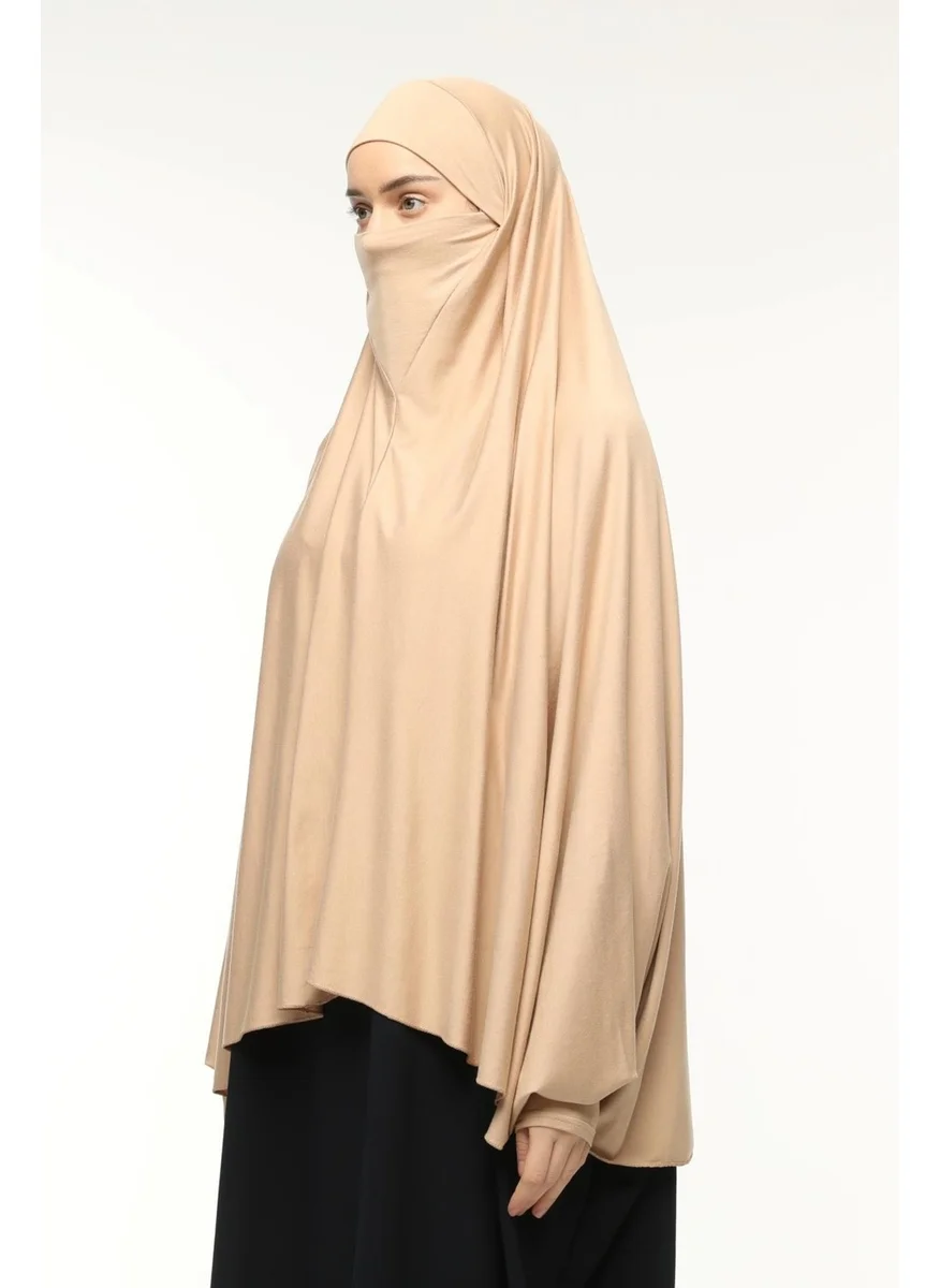التوبة Practical Hijab Hijab with Sleeves Soufflé Sheet Top and Veil - Prayer Cover with Nikap