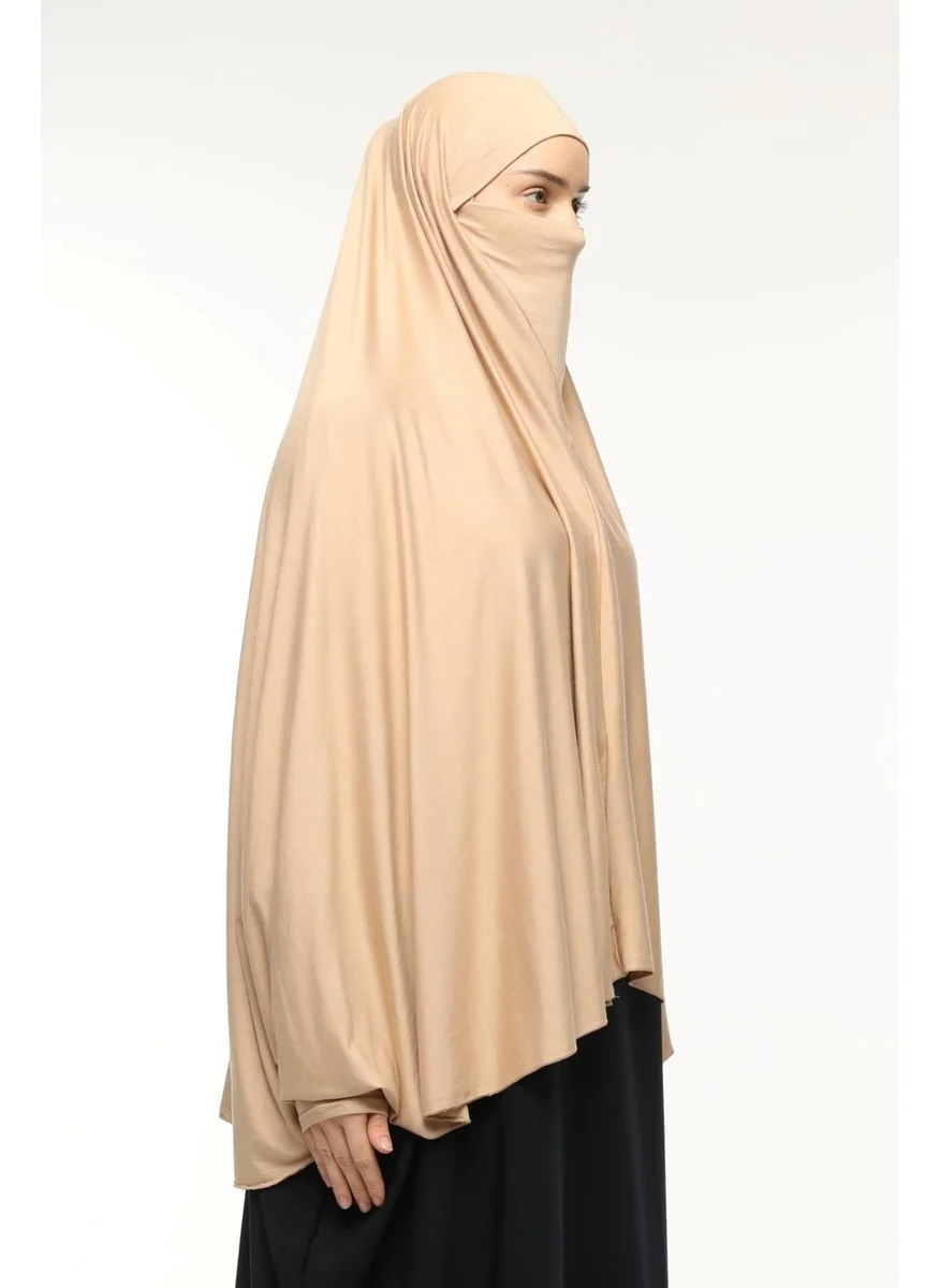 التوبة Practical Hijab Hijab with Sleeves Soufflé Sheet Top and Veil - Prayer Cover with Nikap