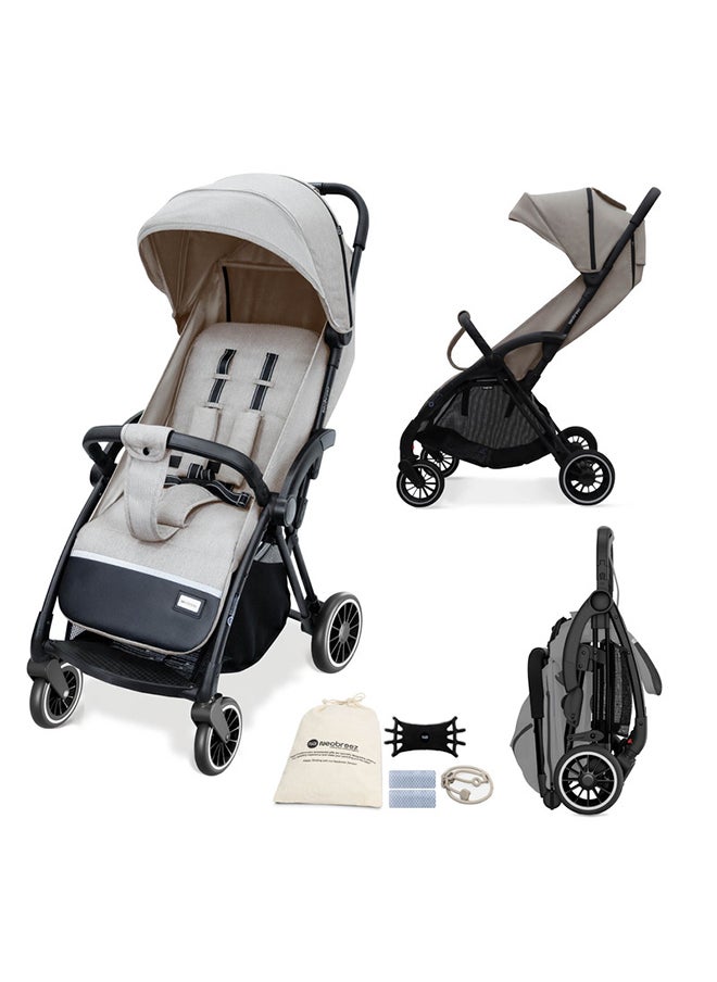 neobreez THETA Auto Fold Self Stand Travel Baby Toddler Stroller,  Compact Pushchair, Waterproof UPF 50+ Canopy, Gift  And Cotton Bag, Phone Holder, Toy Strap, Reflective Stickers, 0-4yrs, 22kg, 3yrs Warranty  - Image 1