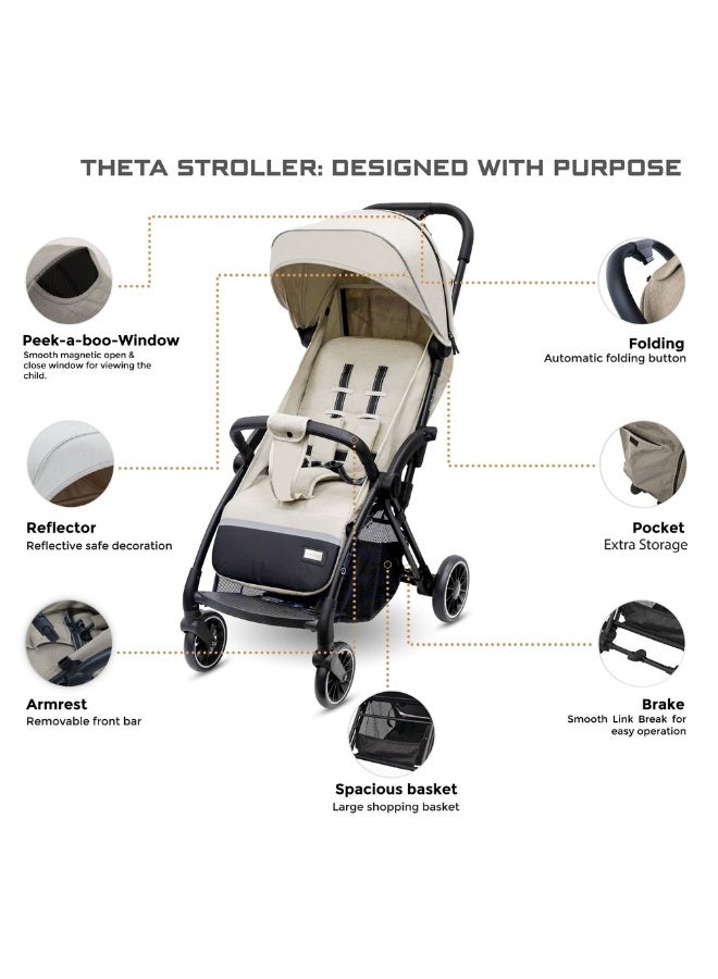 نيوبريز عربة أطفال ثيتا قابلة للطي وخفيفة الوزن للسفر، عربة أطفال ذاتية الوقوف، مظلة مقاومة للماء بعامل حماية من الشمس +، من - سنوات، تتحمل  كجم، ضمان  سنوات - Image 2