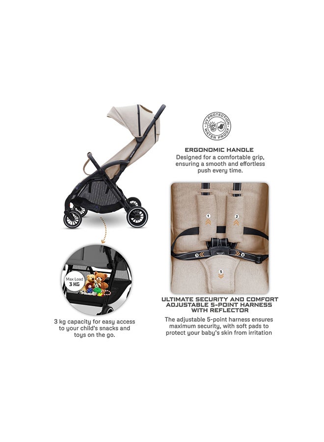 نيوبريز عربة أطفال ثيتا قابلة للطي وخفيفة الوزن للسفر، عربة أطفال ذاتية الوقوف، مظلة مقاومة للماء بعامل حماية من الشمس +، من - سنوات، تتحمل  كجم، ضمان  سنوات - Image 3