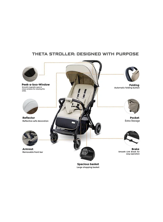 neobreez THETA Auto Fold Compact Lightweight Travel Toddler Baby Stroller,  Self-Stand Baby Trolley,  Pushchair,  Waterproof UPF 50+ Canopy, 0-4yrs,  22kg,  3yrs Warranty