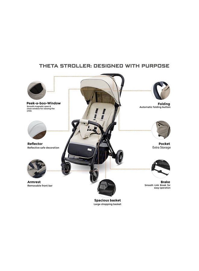 نيوبريز عربة أطفال ثيتا قابلة للطي وخفيفة الوزن للسفر، عربة أطفال ذاتية الوقوف، مظلة مقاومة للماء بعامل حماية من الشمس +، من - سنوات، تتحمل  كجم، ضمان  سنوات - Image 2