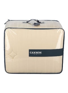 Cannon 4-Piece Premium Quality T215 Cotton Stripe Comforter Set Satin Beige King 50 x 35 x 60 cm CN CK4PCS-BGED  - Image 1