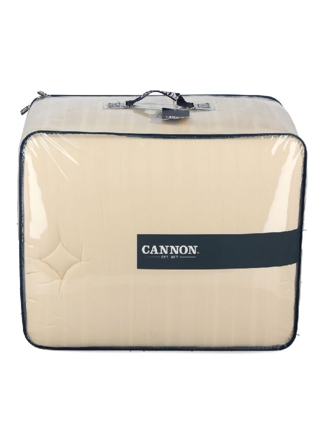 Cannon 4-Piece Premium Quality T215 Cotton Stripe Comforter Set Satin Beige King 50 x 35 x 60 cm CN CK4PCS-BGED  - Image 1