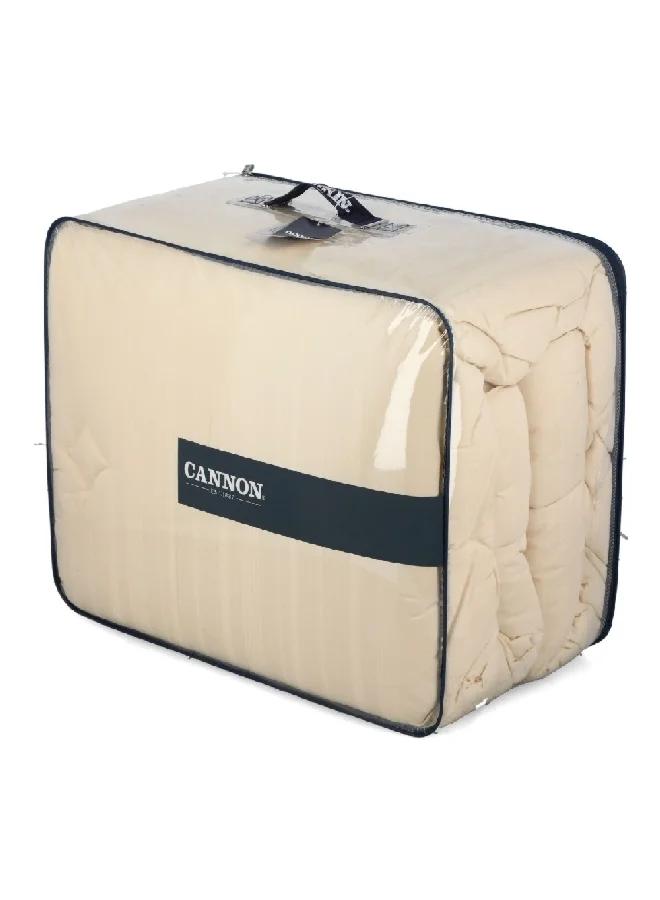 Cannon 4-Piece Premium Quality T215 Cotton Stripe Comforter Set Satin Beige King 50 x 35 x 60 cm CN CK4PCS-BGED