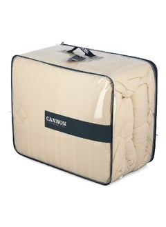 Cannon 4-Piece Premium Quality T215 Cotton Stripe Comforter Set Satin Beige King 50 x 35 x 60 cm CN CK4PCS-BGED  - Image 2