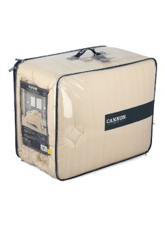 Cannon 4-Piece Premium Quality T215 Cotton Stripe Comforter Set Satin Beige King 50 x 35 x 60 cm CN CK4PCS-BGED  - Image 3