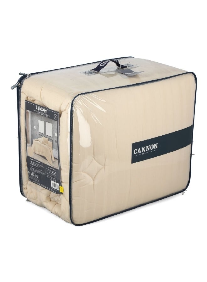 Cannon 4-Piece Premium Quality T215 Cotton Stripe Comforter Set Satin Beige King 50 x 35 x 60 cm CN CK4PCS-BGED  - Image 3