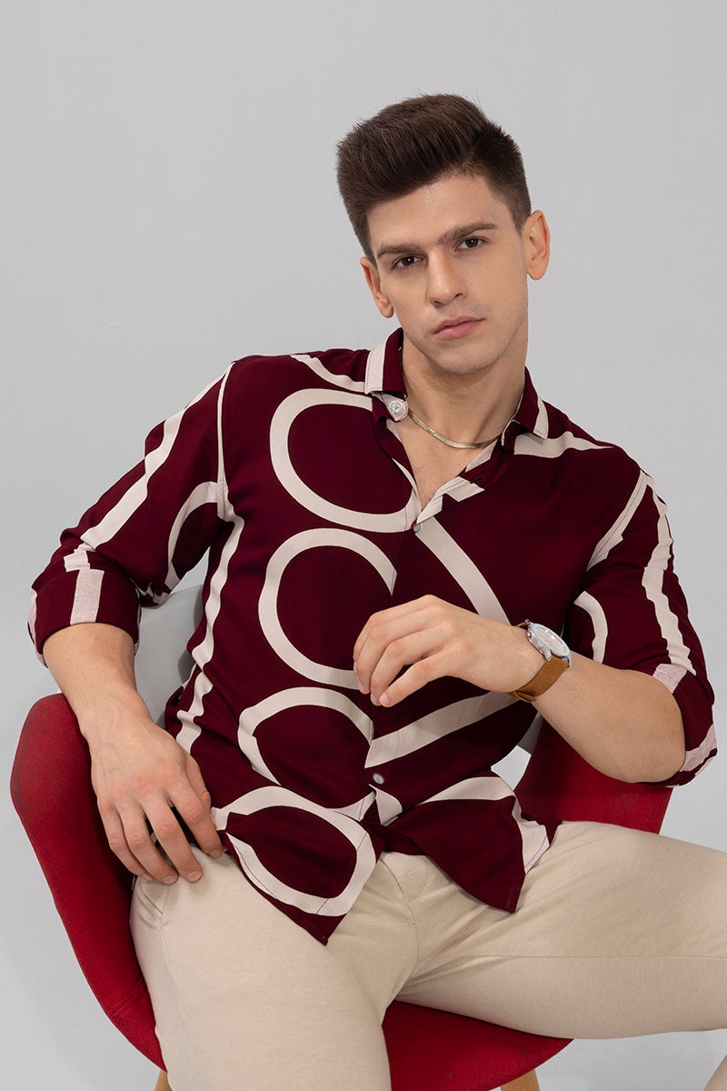 SNITCH Abstract Circle Maroon Shirt - Image 2