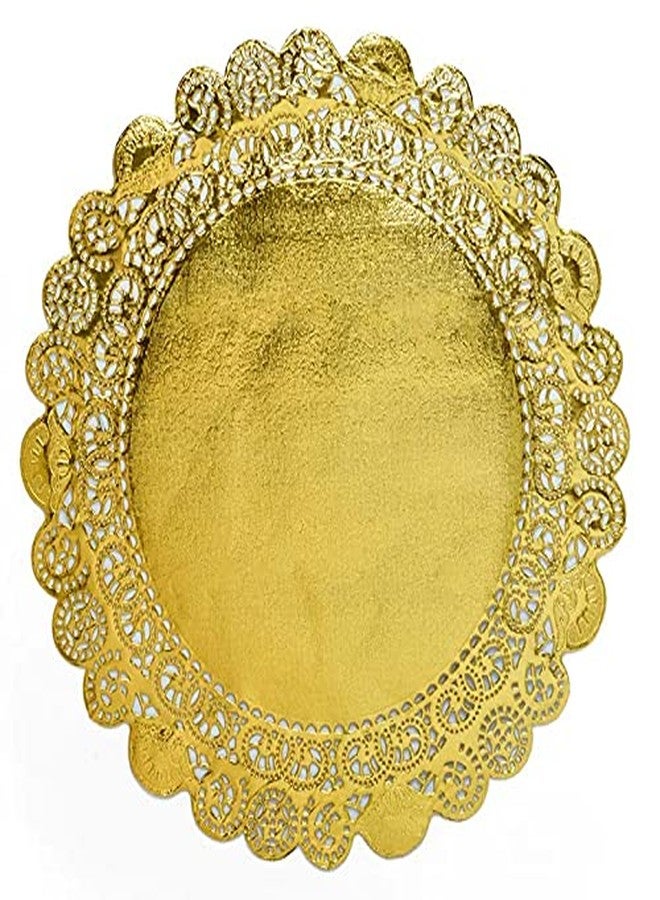 Worlds 50pc Round Gold Metallic Foil Paper Doilies, Lace Paper Doilies 10" Inch - Image 2
