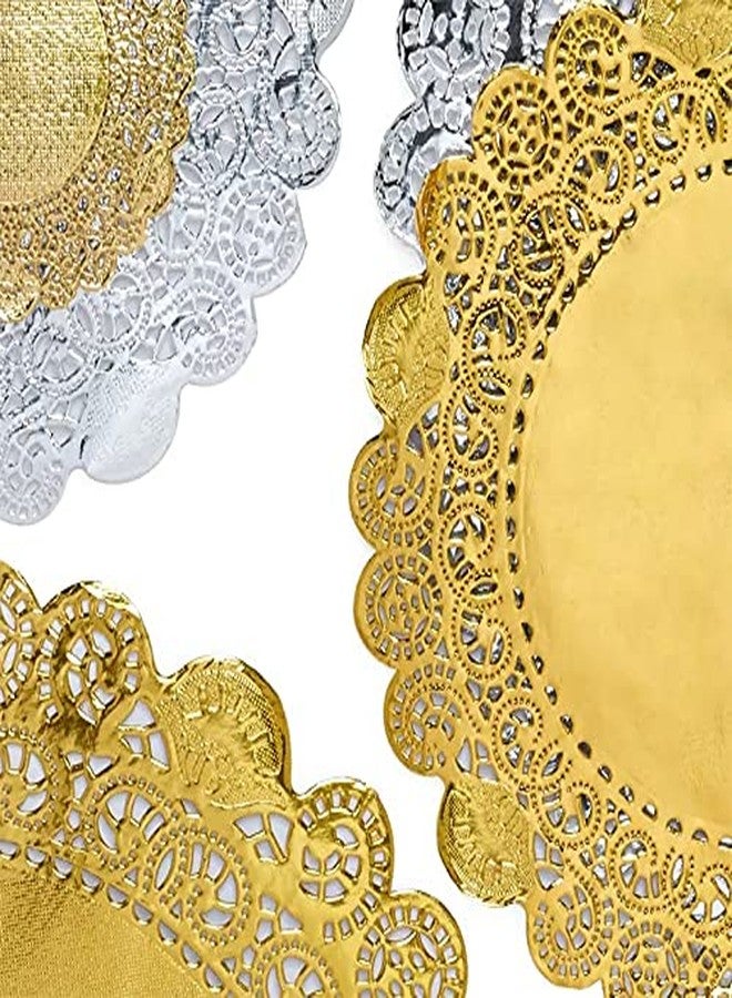 Worlds 50pc Round Gold Metallic Foil Paper Doilies, Lace Paper Doilies 10" Inch - Image 3