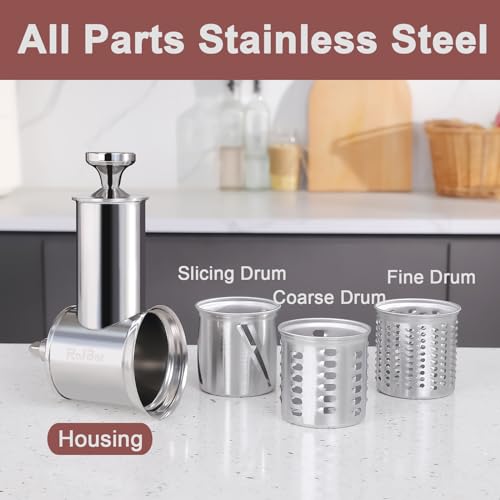 RAFBAR Stainless Steel Slicer Shredder Attachment for KitchenAid Stand Mixer, Large Salad Machine with Vegetable Slicer Cheese Grater Attachments for Kitchen Aid, Dishwasher Safe by Rafbar - Image 5