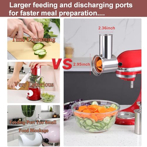 RAFBAR Stainless Steel Slicer Shredder Attachment for KitchenAid Stand Mixer, Large Salad Machine with Vegetable Slicer Cheese Grater Attachments for Kitchen Aid, Dishwasher Safe by Rafbar - Image 2