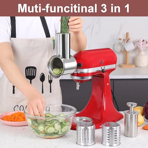 RAFBAR Stainless Steel Slicer Shredder Attachment for KitchenAid Stand Mixer, Large Salad Machine with Vegetable Slicer Cheese Grater Attachments for Kitchen Aid, Dishwasher Safe by Rafbar - Image 4