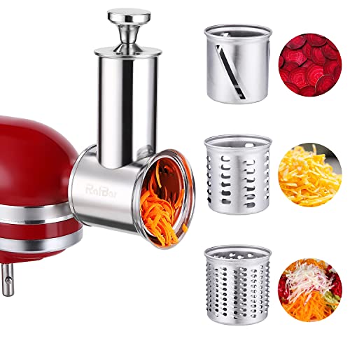 RAFBAR Stainless Steel Slicer Shredder Attachment for KitchenAid Stand Mixer, Large Salad Machine with Vegetable Slicer Cheese Grater Attachments for Kitchen Aid, Dishwasher Safe by Rafbar - Image 1