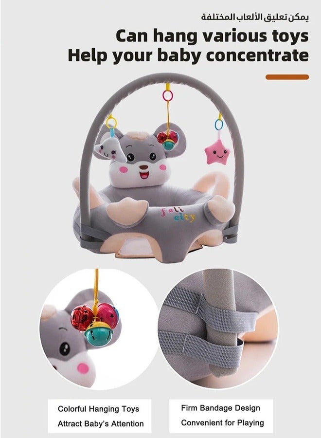 Baby Sofa Learn Sitting Chair With Toys Rack, Nursery Sit Support Plush Seat, Soft Hugging Pillow Cushion, Infant Floor Seats, Non-slip Armchair, Cartoon Animal Design, Gift For Kids Boys/Girls - Image 4