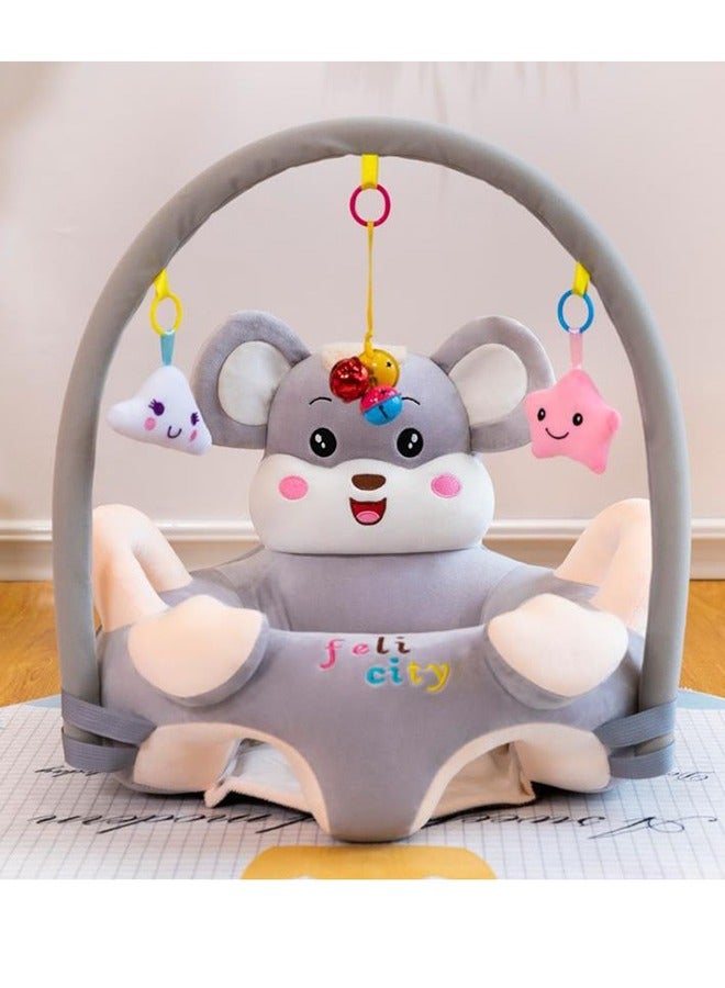 Baby Sofa Learn Sitting Chair With Toys Rack, Nursery Sit Support Plush Seat, Soft Hugging Pillow Cushion, Infant Floor Seats, Non-slip Armchair, Cartoon Animal Design, Gift For Kids Boys/Girls - Image 1