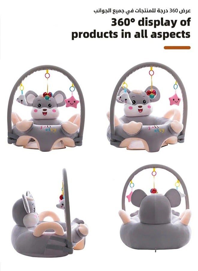 Baby Sofa Learn Sitting Chair With Toys Rack, Nursery Sit Support Plush Seat, Soft Hugging Pillow Cushion, Infant Floor Seats, Non-slip Armchair, Cartoon Animal Design, Gift For Kids Boys/Girls - Image 3