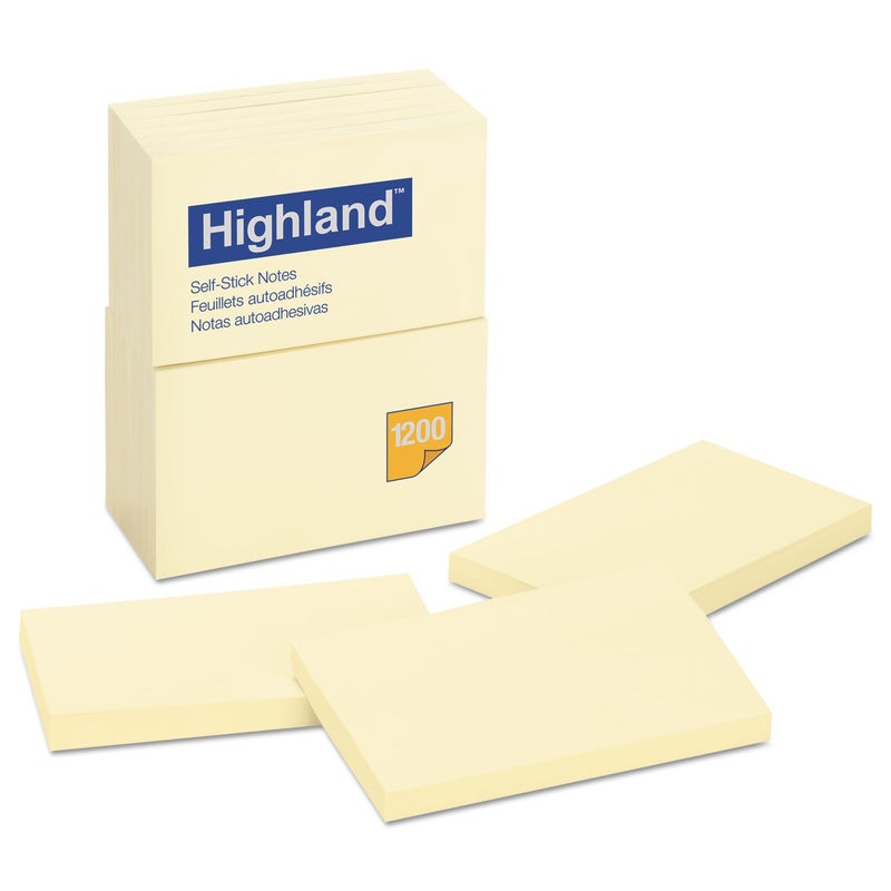 HIGHLANDER Highland 6559YW Self-Stick Notes, 3 x 5, Yellow, 100-Sheet, 12/Pack - Image 4