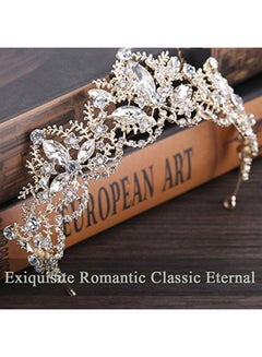 Aukmla Wedding Hair Accessories Bride Crowns Flower Queen Tiaras Headpiece For Women (Gold)  - Image 4