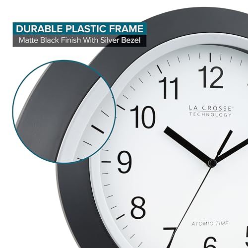 La Crosse Technology WT-3129B 12 Inch Atomic Analog Wall Clock, Pack of 1, Black - Image 5