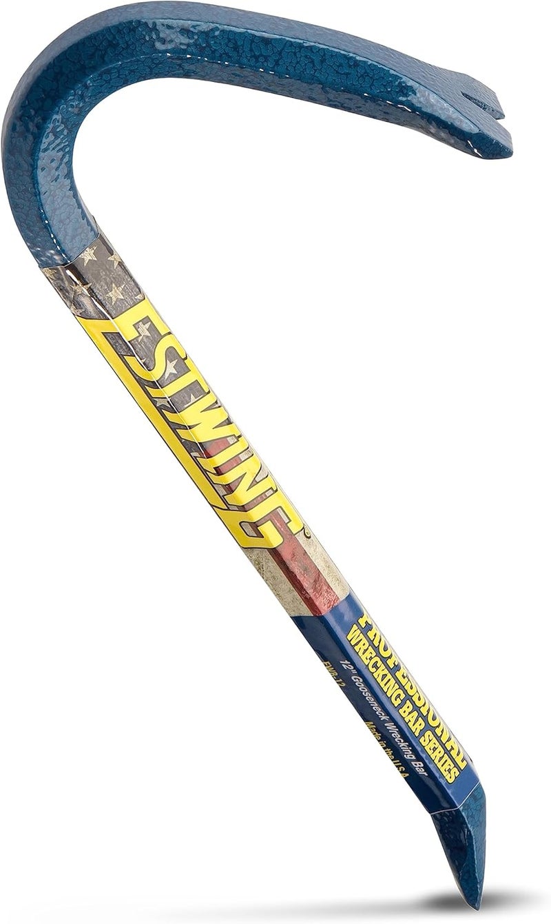 Estwing Gooseneck Wrecking Bar - 1/2" x 12" Pry Bar with Angled Chisel End & Forged Steel Construction - EWB-12 - Image 1