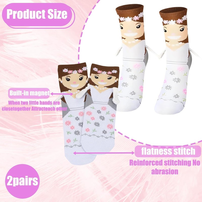 BharatBazaar 2 Pairs Holding Hands Socks, Funny Socks, Bride Socks, Black and White, Wedding Accessories, Engagement Gift, Special Wedding Presents - Image 2