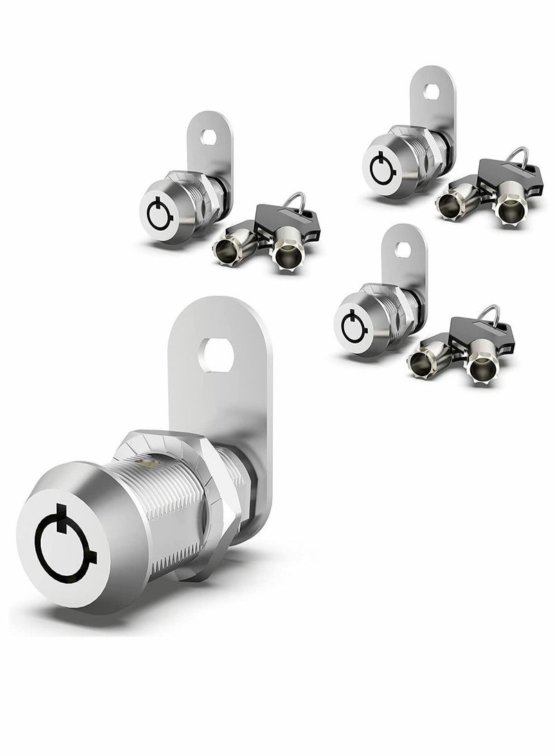 Excefore Cabinet Cam Lock Set 3 Pack 5/8 Inch Cylinder Locks Secure File Drawer Dresser RV Replacement Hardware Chrome Finish Zinc Alloy  - Image 1