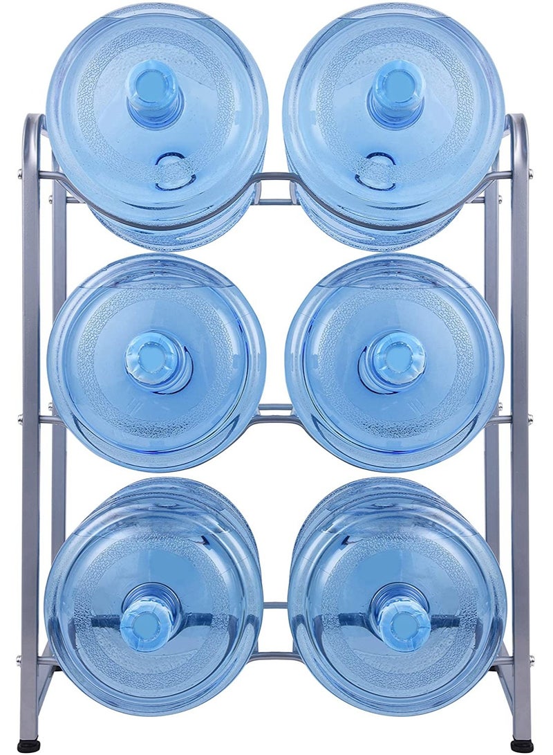 DubaiGallery In House 6 Bottles Water Cooler Jug Rack, 5 Gallon Water Bottle Storage Rack, 3 Tier, Silver, assorted - Image 1