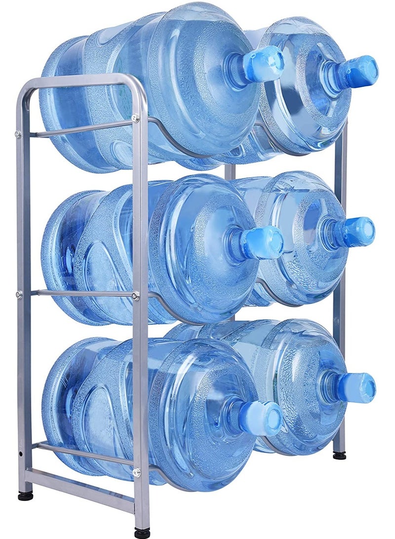 DubaiGallery In House 6 Bottles Water Cooler Jug Rack, 5 Gallon Water Bottle Storage Rack, 3 Tier, Silver, assorted - Image 3
