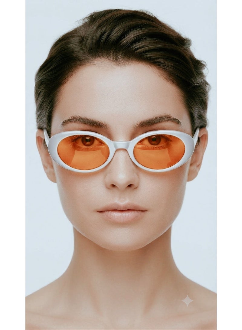 Women white plastic sunglasses with orange lense