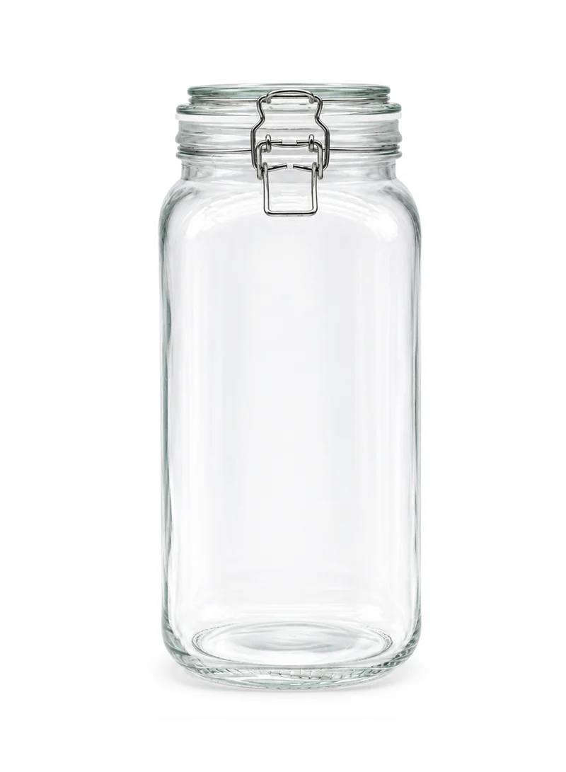Cuisine Art Cuisine Art Glass Storage Jar with Clip Lid 2100 ml, Clear Glass Food Container with PP Sealing Ring, Clip Top Pantry Canister for Pasta, Rice, Flour, Cereal, Grains & Bulk Dry Food, 11.5 x 25.5 cm